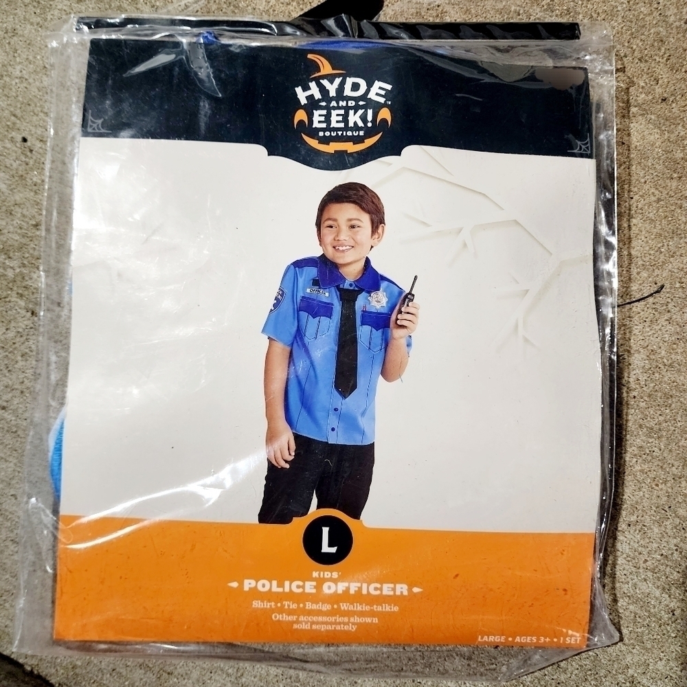 NWT Hyde & Eek! Kids Police Officer Halloween Costume Top with Accessories New L